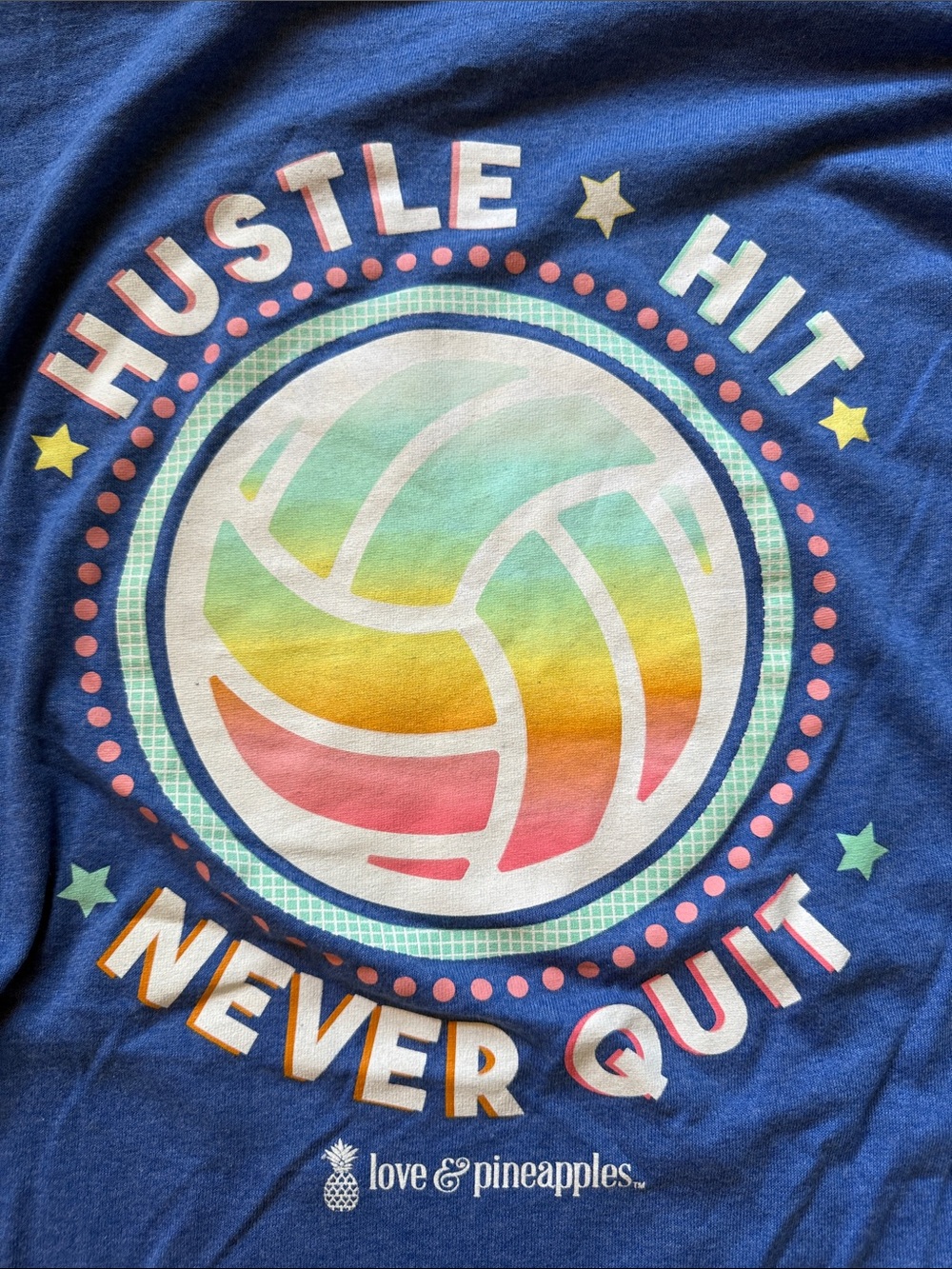 Love & Pineapples 'Hustle Hit Never Quit' Volleyball Graphic Tee, size small